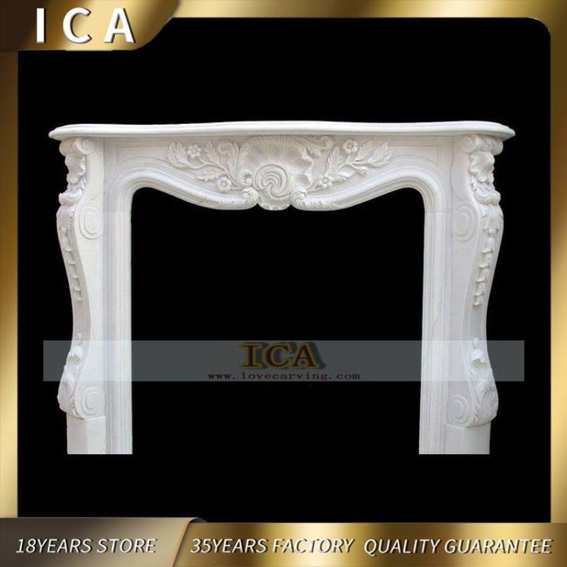 Simple Style Modern Stone White Marble Fireplace Mantel for Home