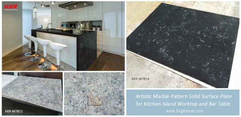 Artificial Stone Granite Stone Textured Solid Surface White Marble with Black Veins
