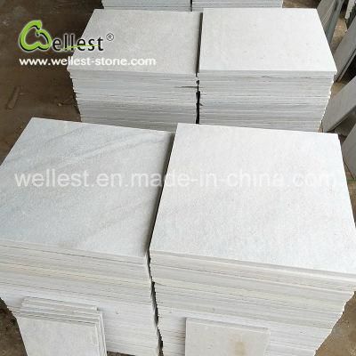 Pure White Natural Stone Quarzite Flamed Finish Exteriror Paver