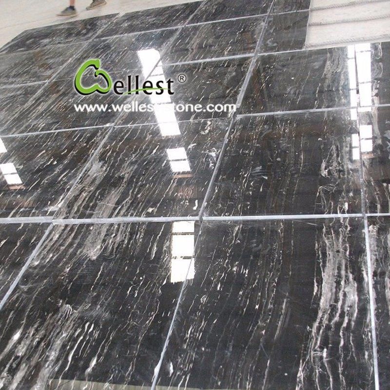Popular A Grade Chinese Black Marble Silver Dragon Marble Slab and Tile