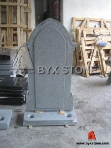 European Gothic Style Granite Roses Carving Tombstone / Headstone