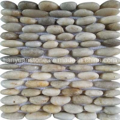 Flat Natural Stone Sliced Pebble Mosaic Tile