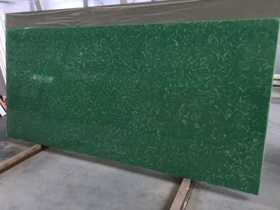 Artificial Cararra Green Quartz with White Veins Slab for Kitchen Countertop