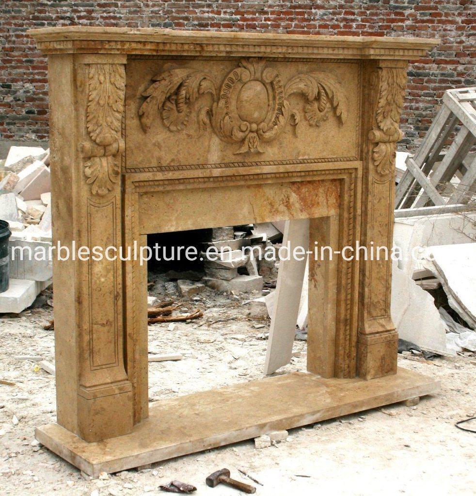 Home Decoration Indoor Yellow Stone Marble Fireplace (SYMF-171)