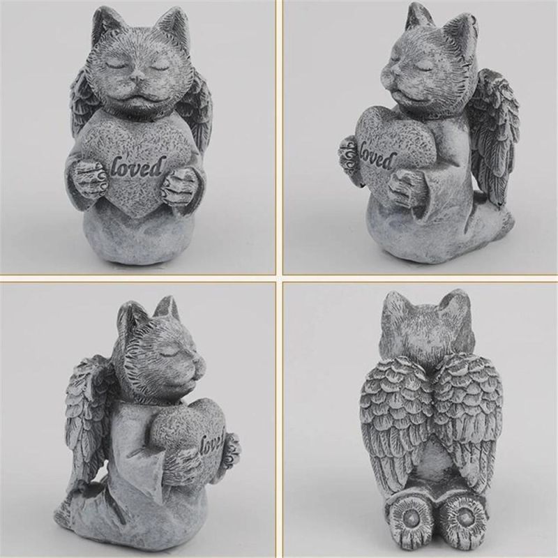 Angel Dog Cat Statue Resin Tombstone Monument