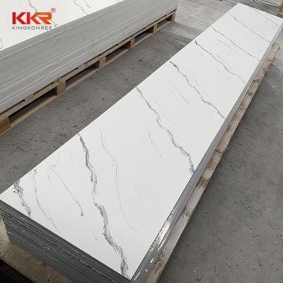 Artificial Calacatta Textured Marble Acrylic Solid Surface Corian Sheet for Countertops