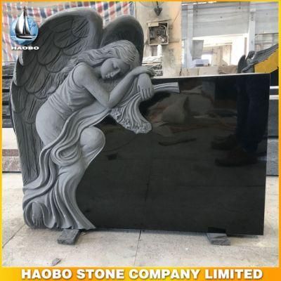Black Granite Tombstone Factory Angel Gravestone