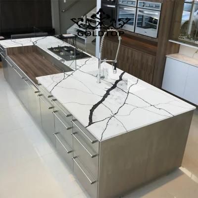 Artificial Polished/Honed/Leathered 20mm White/Black/Grey Calacatta New York Quartz Slab for Apartment/Villa/Hotel Kitchen/Bathroom