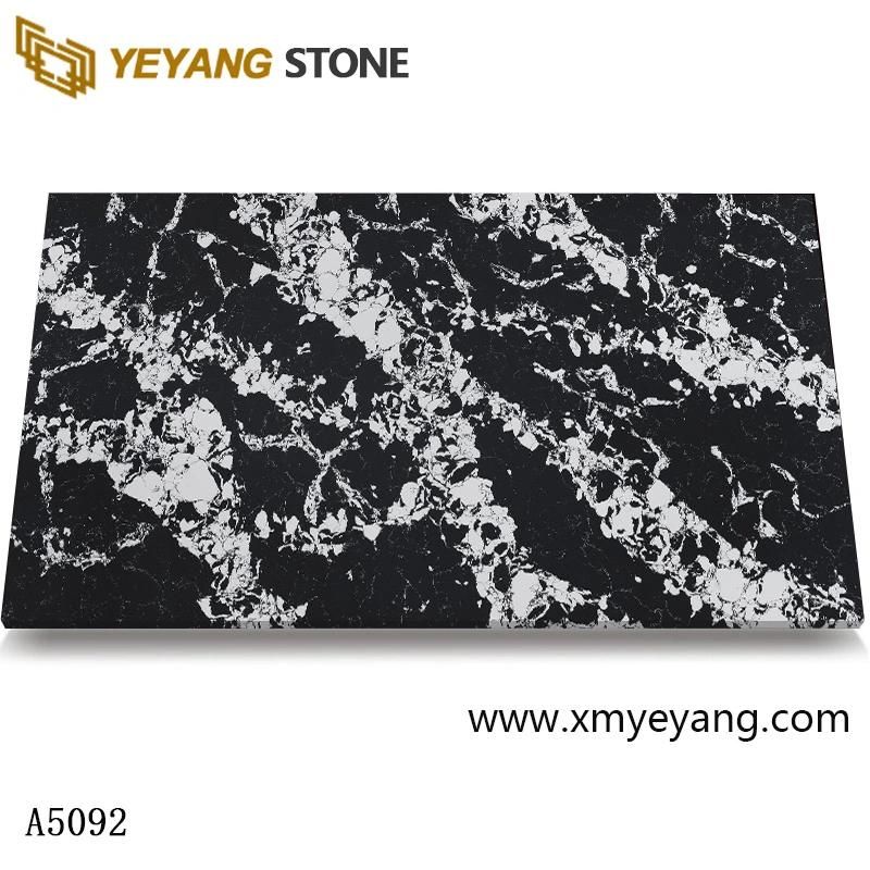 Black Quartz Countertop Slab for Kitchen Island/Worktop/Backsplash Bathroom Basin/Countertop