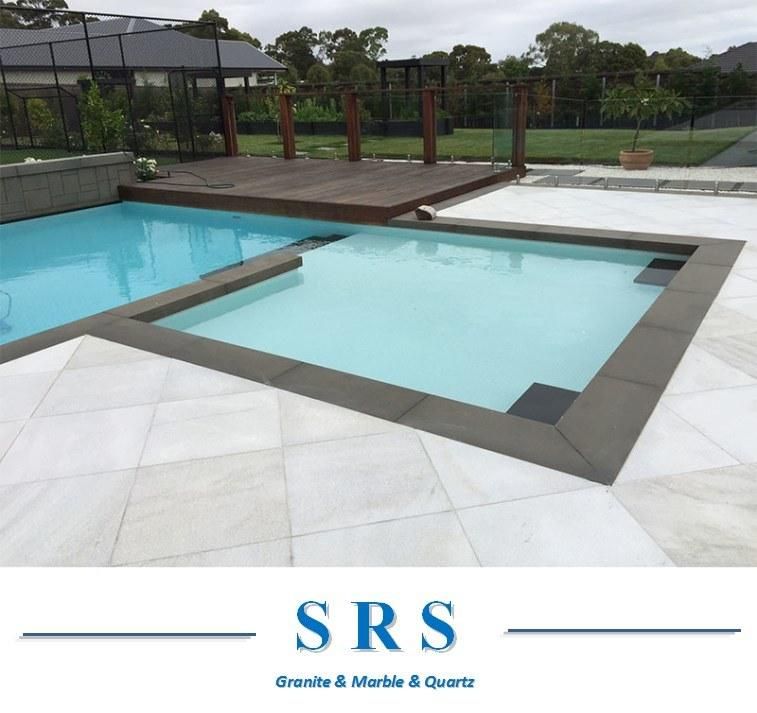 Hot Sale Natural Chinese Sesame Dark Grey Granite Stone Flamed Surface Bullnose Edge Pool Coping for Swimming Pool