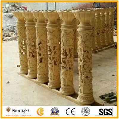 Cheap Art Garden Decoration Sandstone Pillar Carving