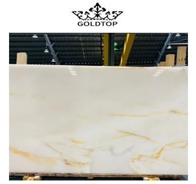 Hot Sales Gold Silk White Jade Marble of Natural Stone Kitchen Stone Top Countertop Design