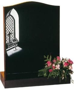 Polished Black Granite Russian Headstone