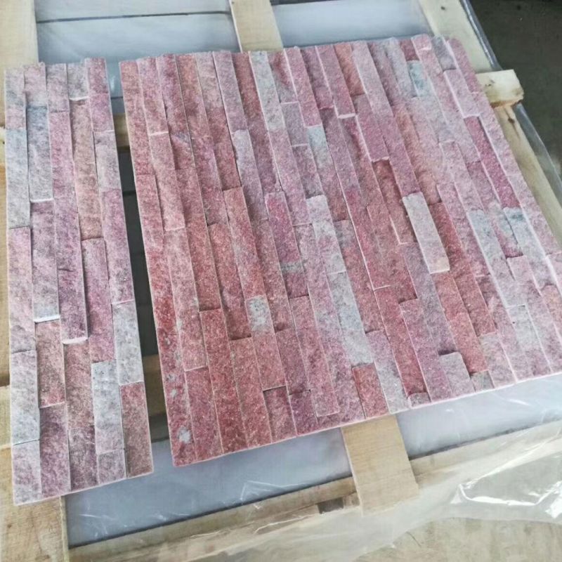 Building Material Natural Slate Quartz Stone Pink Cultured Stone on House