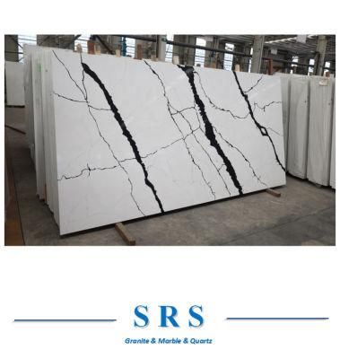 White Black Vein Countertop Quartz Stone Quartz Slab