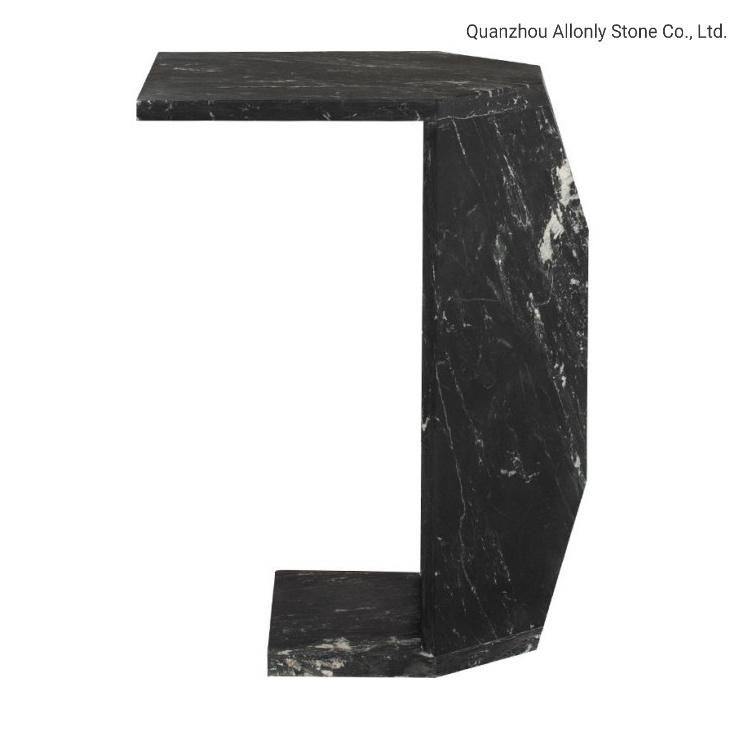 Luxury Home Deco Bedroom Nightstand Black Marble Side Corner Table Top