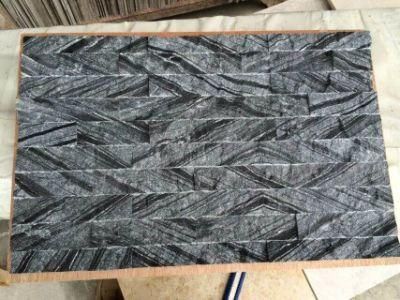Zebrano Black Splitface Marble Stacked Stone Ledger Panel