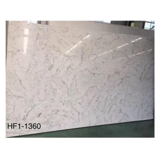 Popular Countertop Choice White Quartz Slab Polished Artificial Stone Kitchen Island