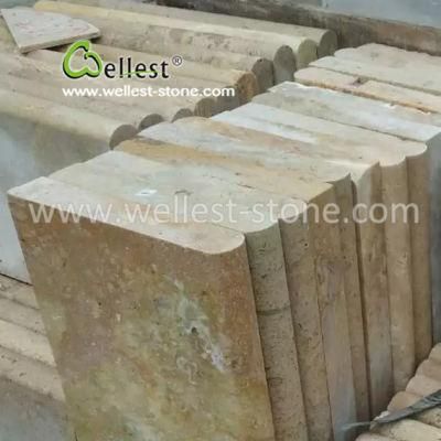 Light Yellow Beige Bullnose Antique Rough Surface Travertine Swimming Pool Coping