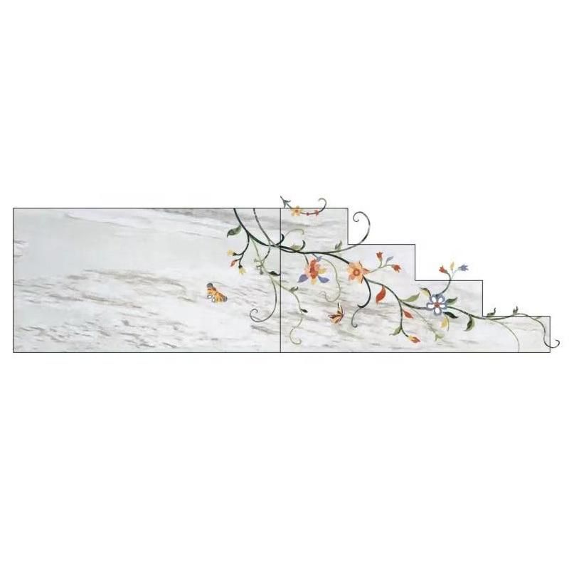 Factory Outlet Water Jet Marble Stairs and Ladder Customizable Natural Marble Stairs Marble Staircase
