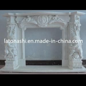 Natural Stone Carving Sculptured Marble Fireplace Mantel Carved Statued Firepalce