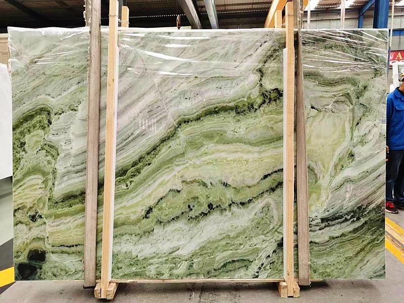 Popular Natural Green Marble/Jade Cloud Slab and Tile for Hotel Wall Floor Decorate
