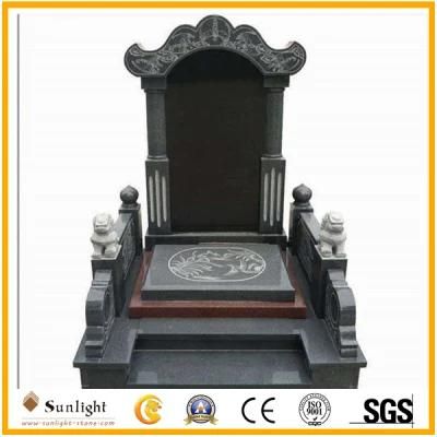 European Style Black G654 Dark Grey Granite Monument Memorial Tombstone