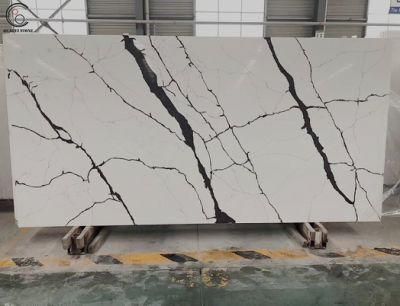 Artificial Quartz Stone with Black Veins Countertop Stone Slabs