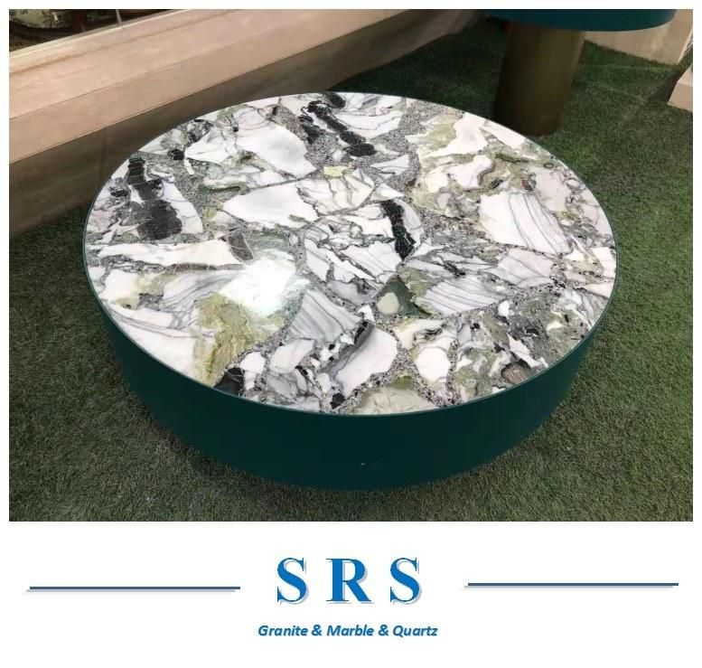 China Ice Green Black/Green/White Metamorphic Conglomerate Disorderly Lines Marble for Interior Decoration/ Component/Lavabo