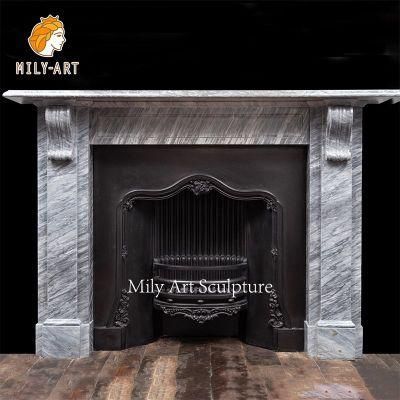 Customized Natural Stone Regency Style Grey Marble Fireplace Surround