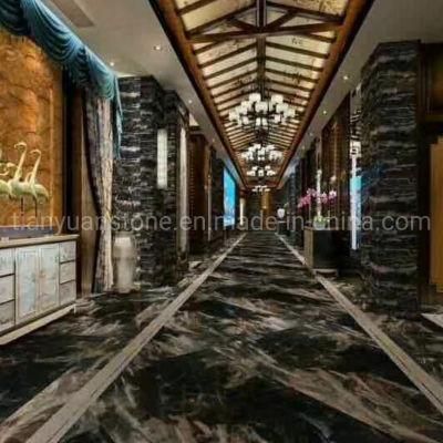 Natural Polished Stone Slabs Black Gold Marble with White Veins