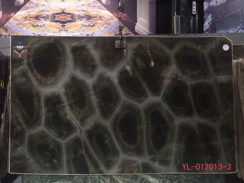 Moire Green Blue Marble Slabs for Interior Flooring Wall Decoration