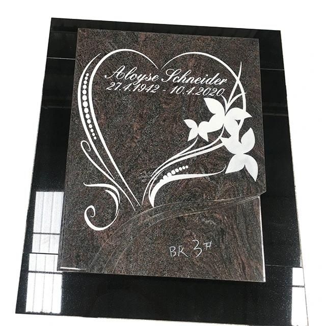 French Style Flat Tombstone with Engraving Heart Flower Images