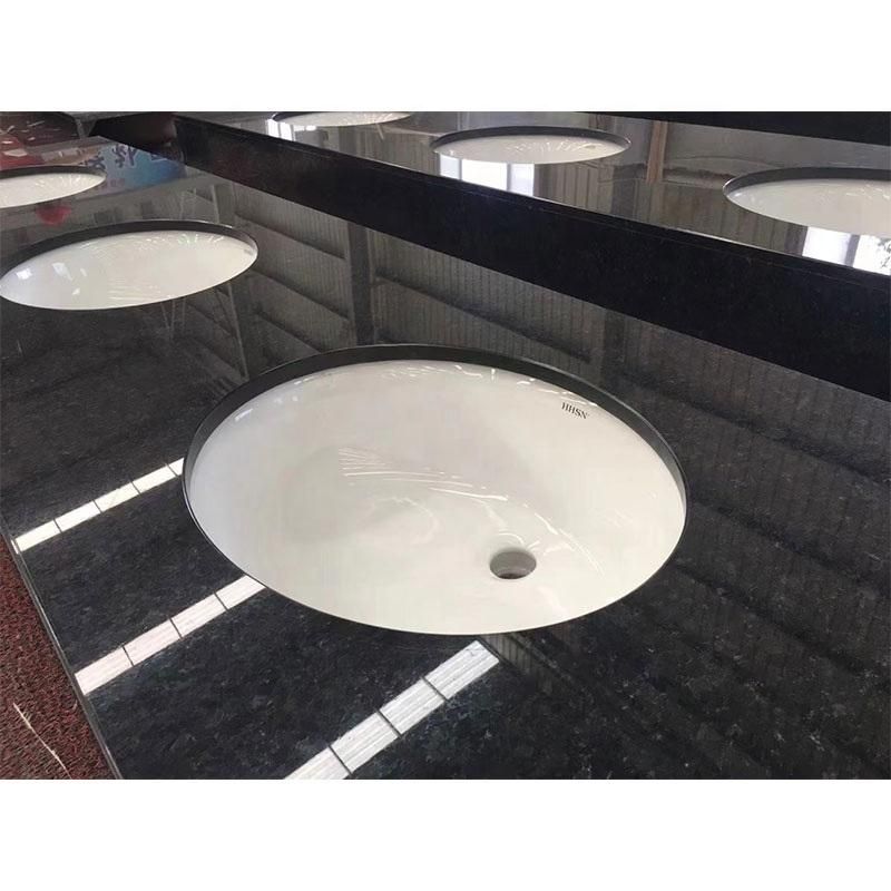 Hotel Project Design Prefab Angola Black Granite Bathroom Vanity Top with Ceramic Sink