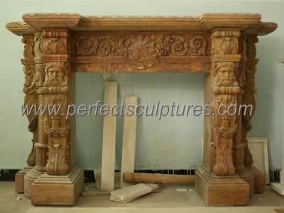 Antique Marble Fireplace Surround with Two Sided Old Man Face (QY-LS222)
