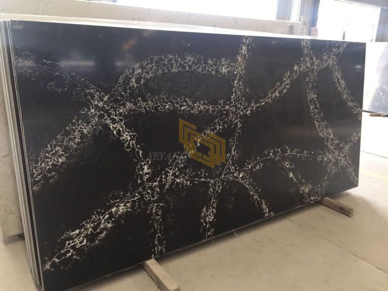 Buy Black Artificial Quartz for Slab/Countertop/Coffee Table/Bathroom Vanity/Floor Wall Tile for Decoration