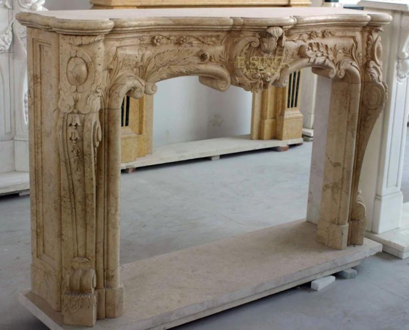 Good Carving Modern Large Yellow Marble Fireplace