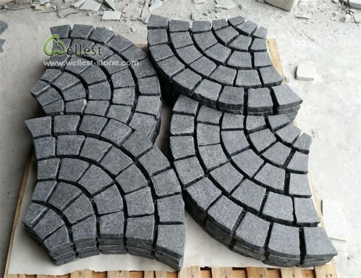 Flamed G684 Black Basalt Meshed Driveway Paving Stone