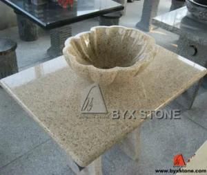 Sandy Gold Granite Vanity Top with Petal Shape Basin