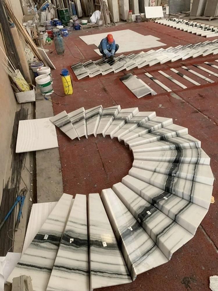 Modern Design Panda White Marble Stairs Indoor Flooring White Marble Tiles