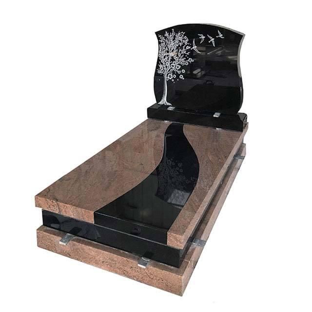 Customized Hand Carved Red and Black Marble Grave Tombstone