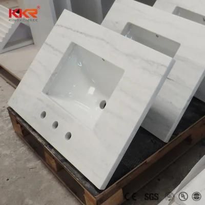 Marble Solid Surface Stone Bathroom Vanity Top with Ceramic Sink