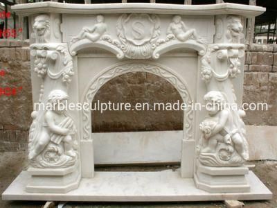 European Elegant Marble Fireplace Marble Sculptures Decoration (SYMF-017)