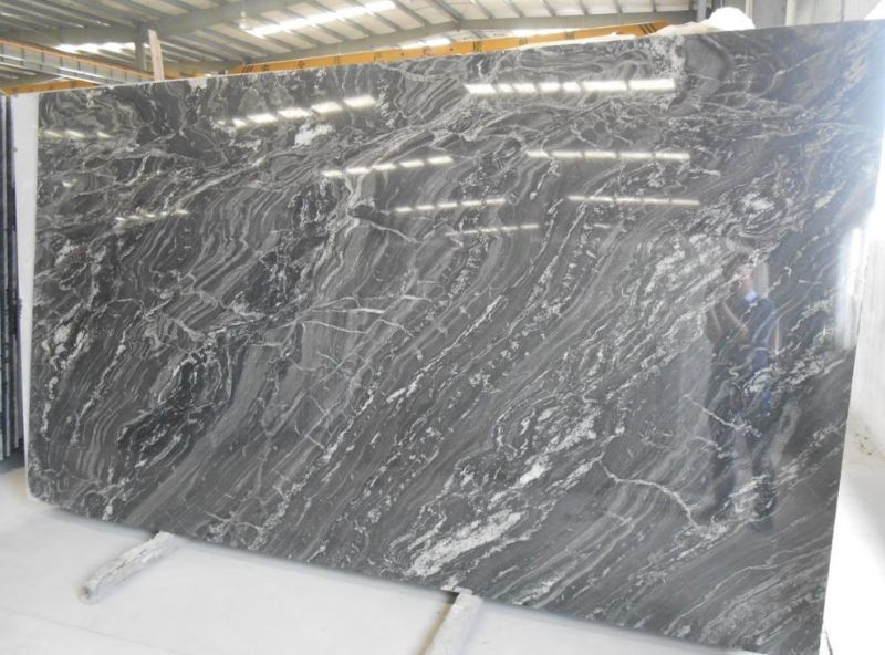 Paradiso Black Granite Natural Black Granite with White Busy Looking Veins