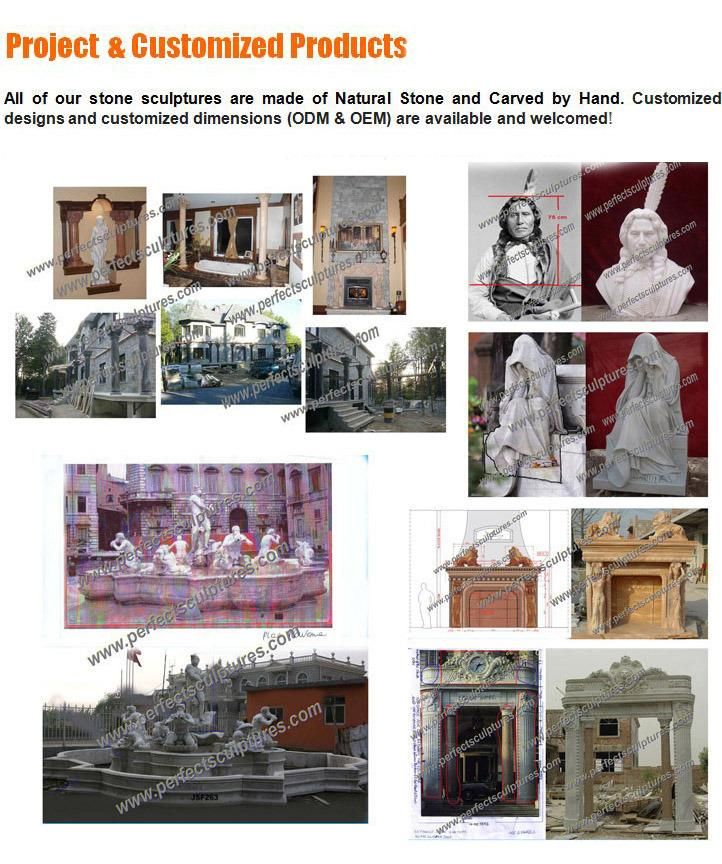 Luxury Sculpture Marble Carving Mantel Surround Fireplace with Carved Column Flower Female Statue (QY-LS136)