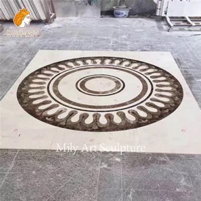 Villa Floor Stone Waterjet Marble Medallion Floor Tile for Indoor