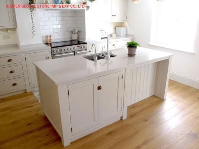 China Wholesale Artificial Quartz Stone Kitchen Island Pure White Countertops for Multi Family Senior Living