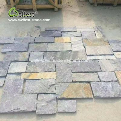 Outside Wall Randon Patter Blue Rusty Limestone Loose Pieces Stone Veneer