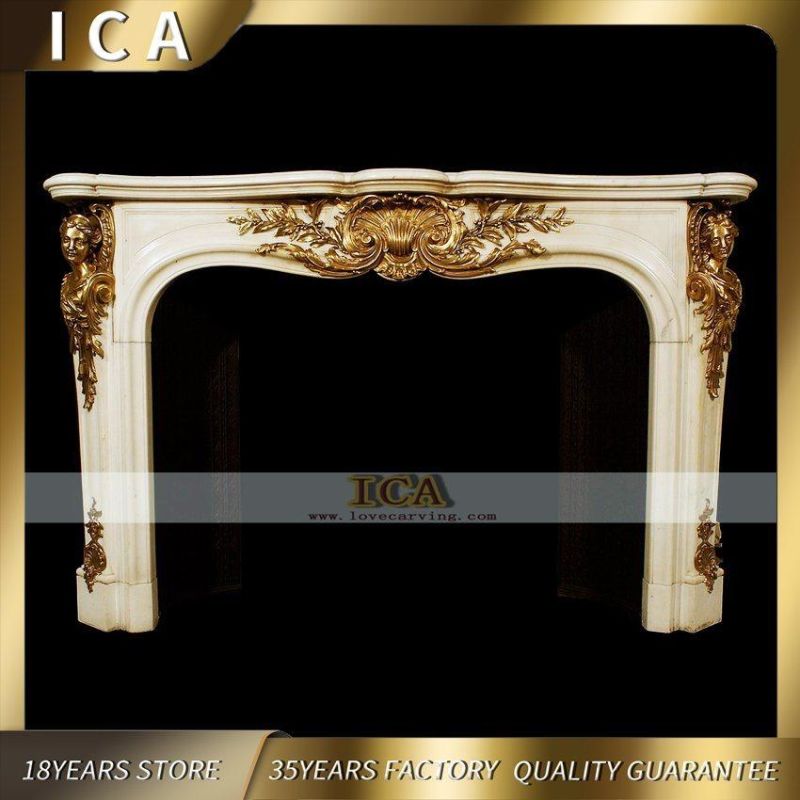 Indoor Fireplace Decoration Classical Style Marble Fireplace
