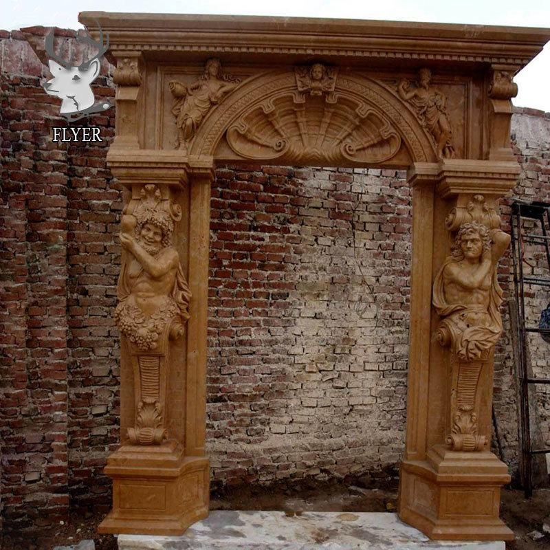 Hand Carved Stone Carving Doorgate Marble Surround Luxury Villa Marble Figure Sculpture Door Surround